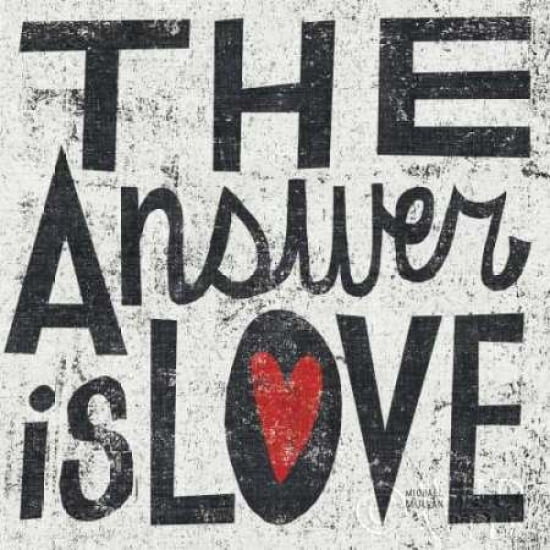 Posterazzi The Answer is Love Grunge Square Canvas Art - Michael Mullan (24 x 24)