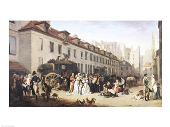 Posterazzi The Arrival of a Stagecoach at the Terminus Canvas Art - Louis-Leopold Boilly (36 x 24)