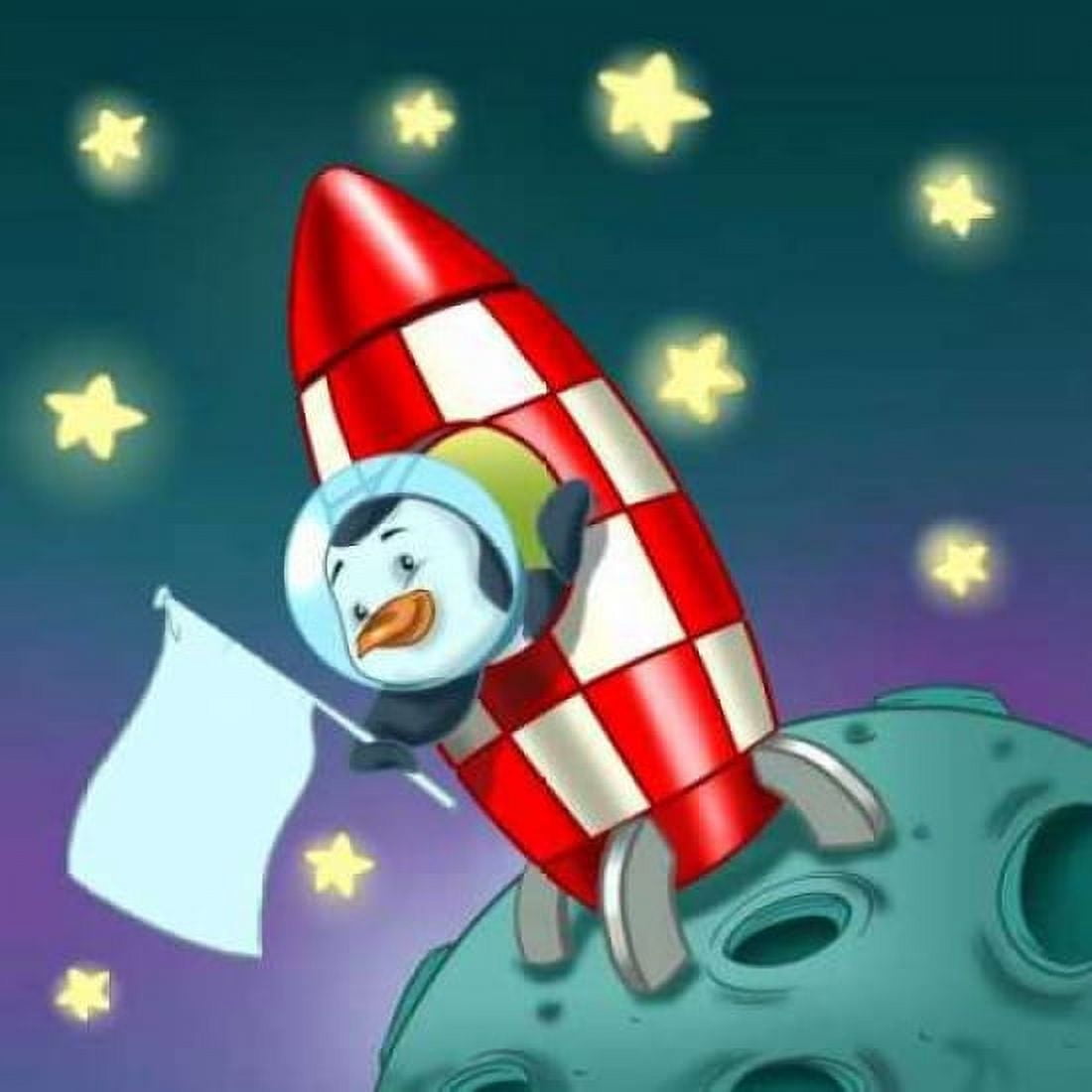 Posterazzi The Astronaut Penguin Canvas Art - A - Perez Alvez (24 x 24)