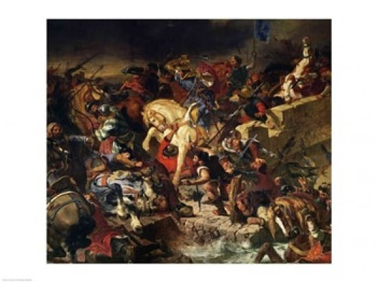 Posterazzi The Battle of Taillebourg Canvas Art - Eugene Delacroix (36 x 24)
