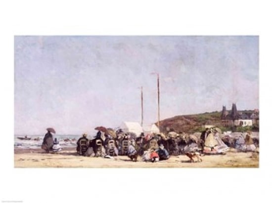 Posterazzi The Beach at Trouville 1864 Canvas Art - Eugene louis Boudin (36 x 24)