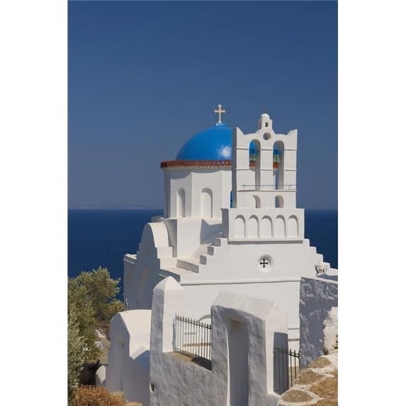 Posterazzi The Blue Domed Church of Panayia Poulati - Sifnos Cyclades Greek Islands Greece Poster Print - 24 x 38 in. - Large