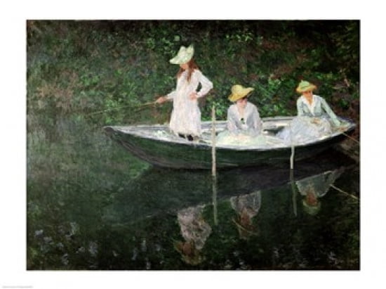 Posterazzi The Boat at Giverny c1887 Canvas Art - Claude Monet (36 x 24)