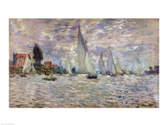 Posterazzi The Boats or Regatta at Argenteuil c1874 Canvas Art - Claude Monet (36 x 24)