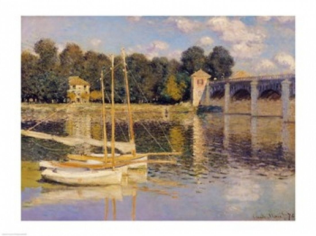 Posterazzi The Bridge at Argenteuil 1874 Canvas Art - Claude Monet (36 x 24)