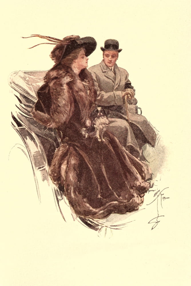 Posterazzi The Butterfly Man 1910 Couple in carriage Canvas Art - Harrison Fisher (24 x 36)