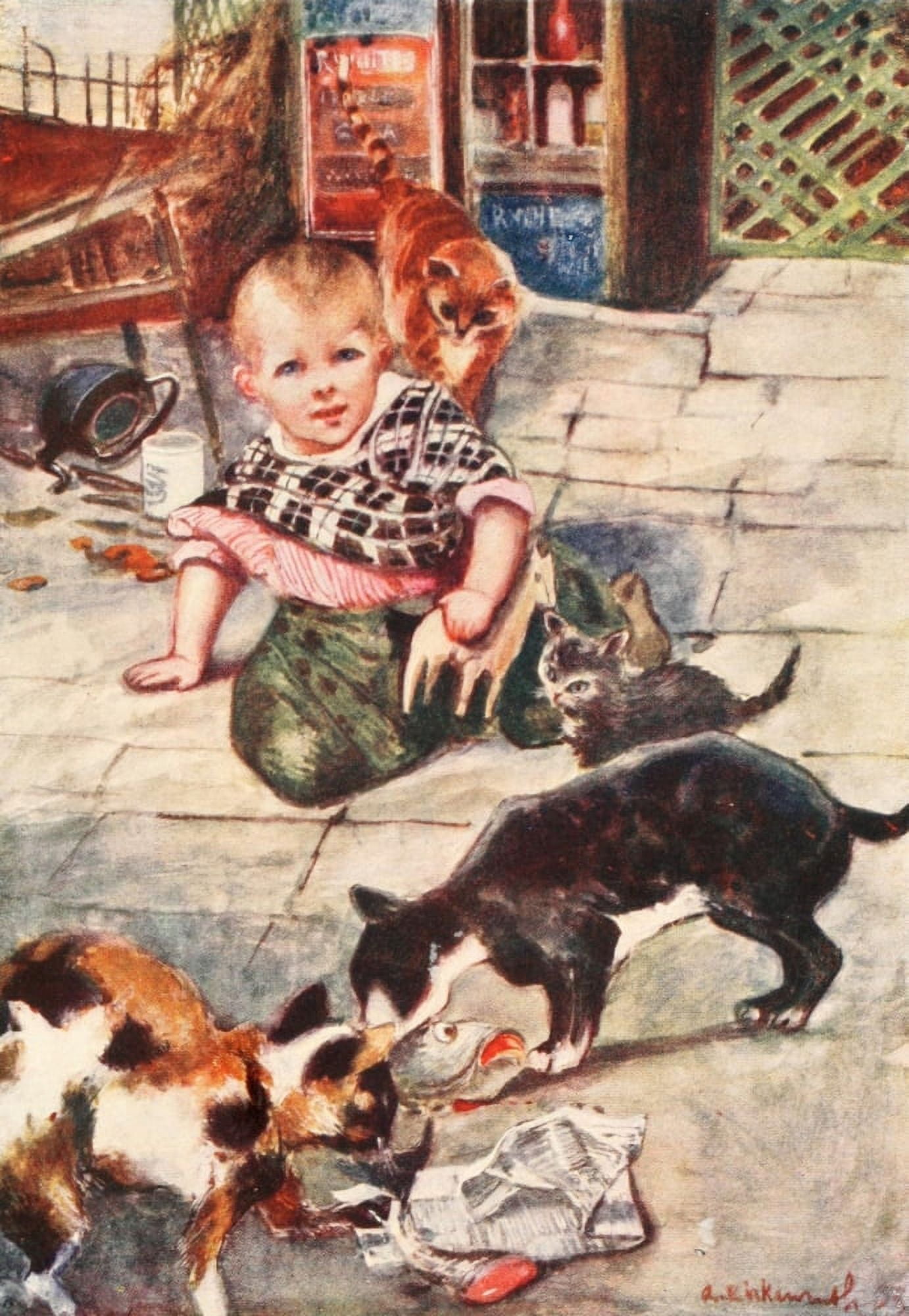 Posterazzi The Cat 1905 The boy was rough Canvas Art - Adolphe Birkenruth (24 x 36)
