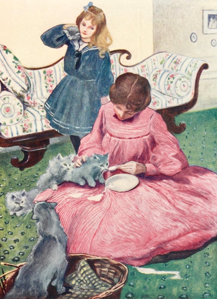 Posterazzi The Cat 1905 The milk ran down the creases of her dress Canvas Art - Adolphe Birkenruth (24 x 36)