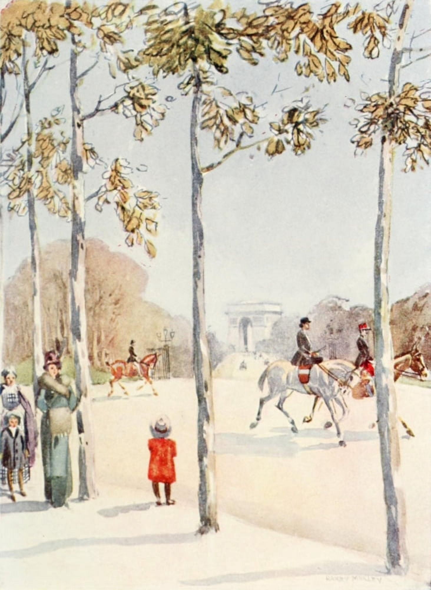 Posterazzi The Charm of Paris 1913 Avenue du Bois de Boulogne Canvas Art - Harry Morley (24 x 36)