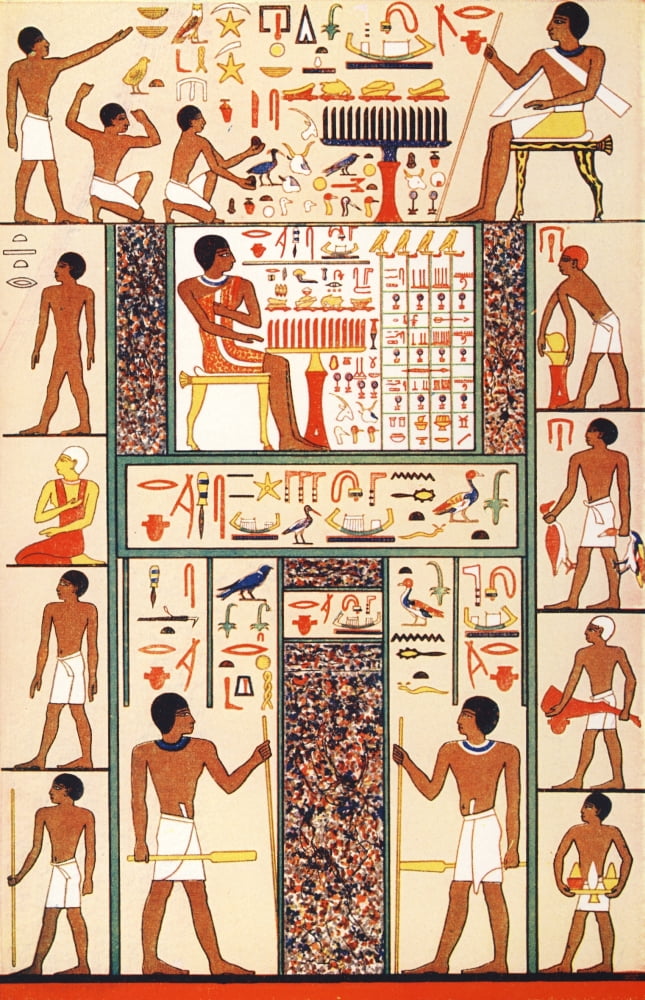 Posterazzi The Childrens Encyclopedia 1940s The painted walls of a tomb at Gizeh on the Nile Canvas Art - Unknown (24 x 36)