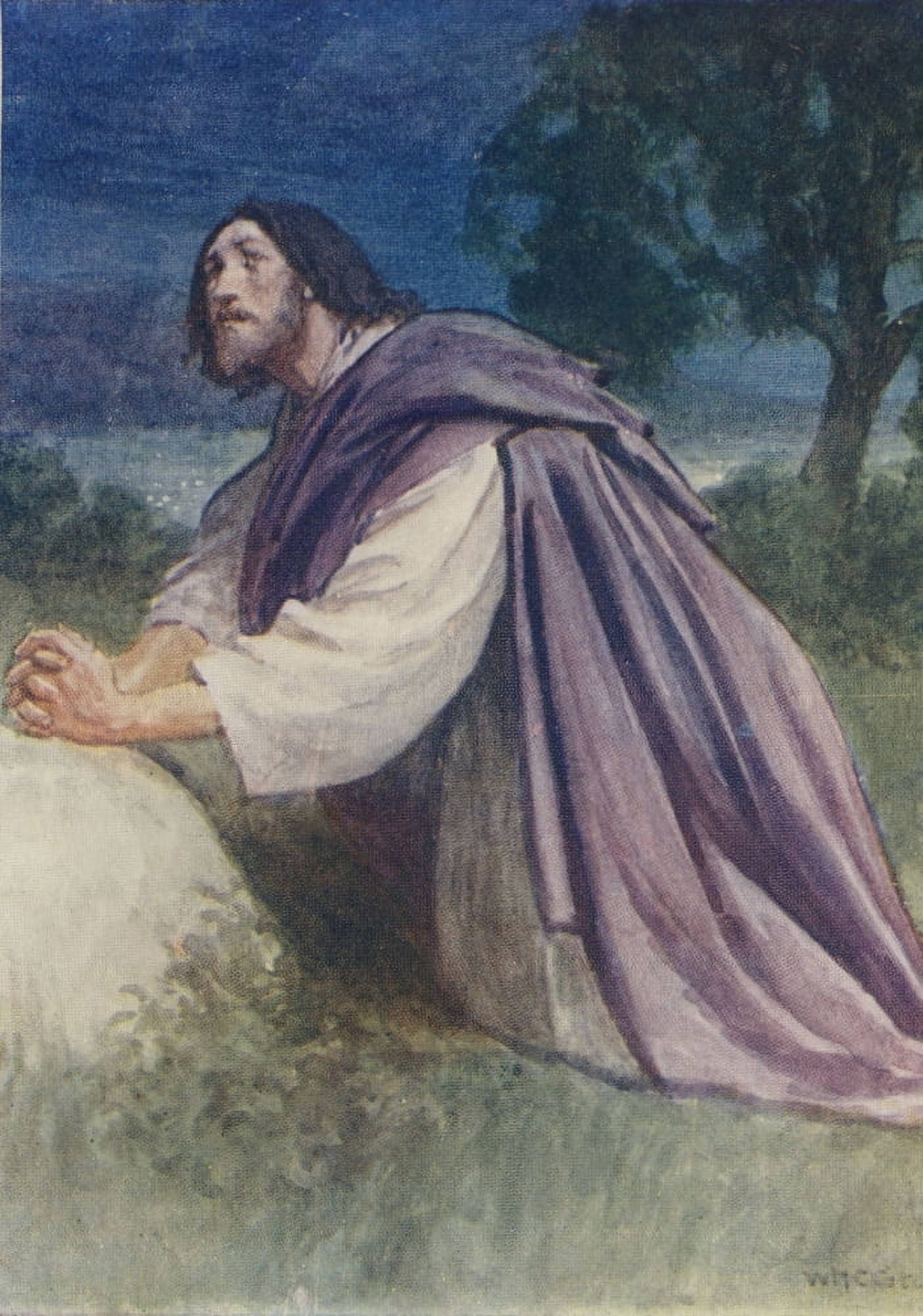 Posterazzi The Childrens Story of the Life of Jesus 1912 Jesus in the Garden of Gethsemane Canvas Art - Unknown (24 x 36)