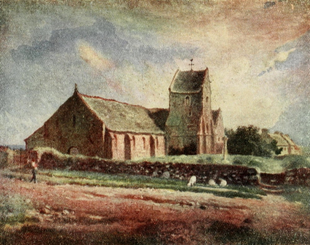 Posterazzi The Church at Greville Millet 1910 Canvas Art - Jean-FranÔø?ois Millet (24 x 36)