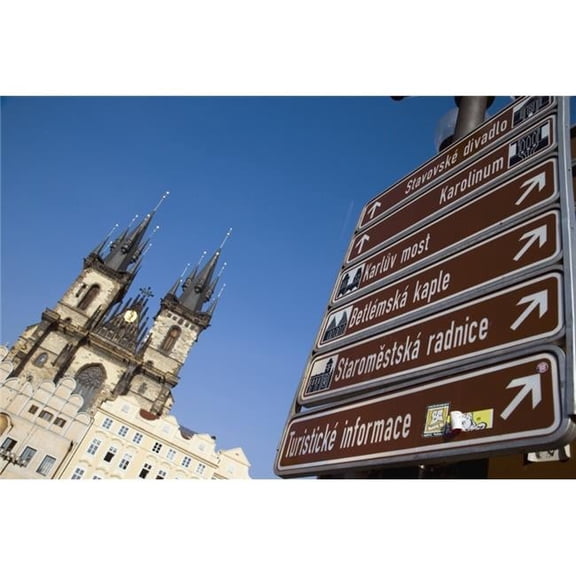 Posterazzi  The Church of Our Lady Before The Tyn & Tourist Signs Poster Print - 34 x 22 - Large