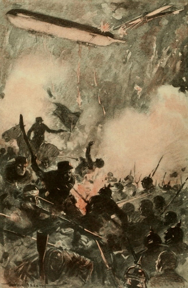 Posterazzi The Clash of Nations 1914 Airship war Canvas Art - Gordon Grant (24 x 36)