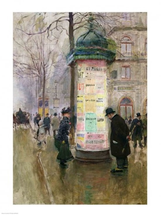 Posterazzi The Colonne Morris Canvas Art - Jean Beraud (24 x 36)
