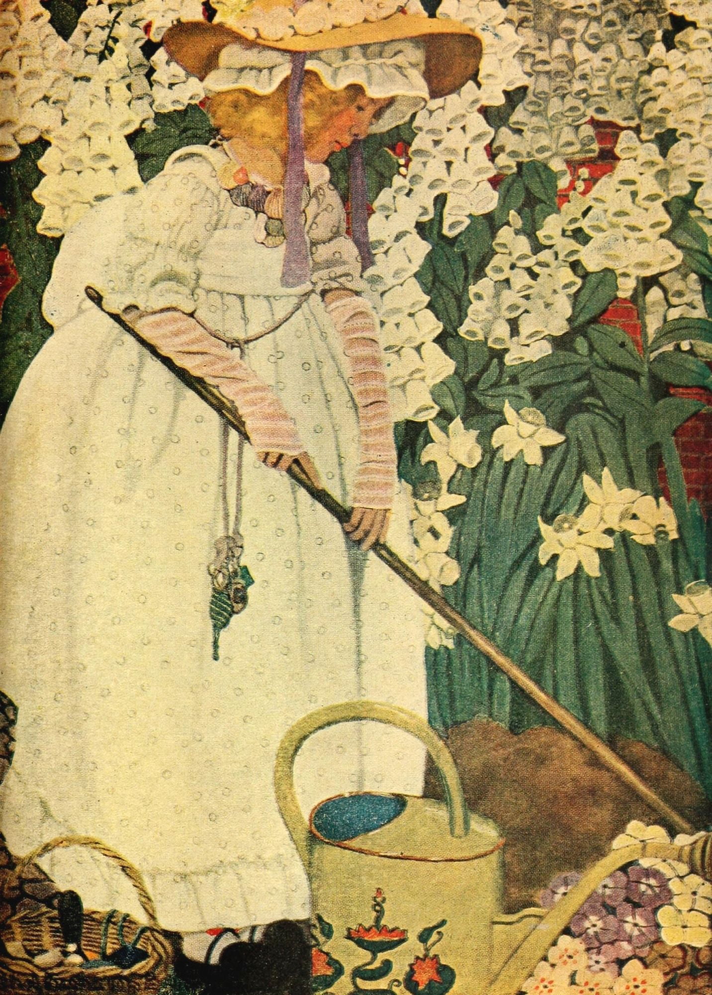 Posterazzi The Complete Mother Goose 1909 Mary Mary quite contrary Canvas Art - Ethel Franklin Betts (24 x 36)