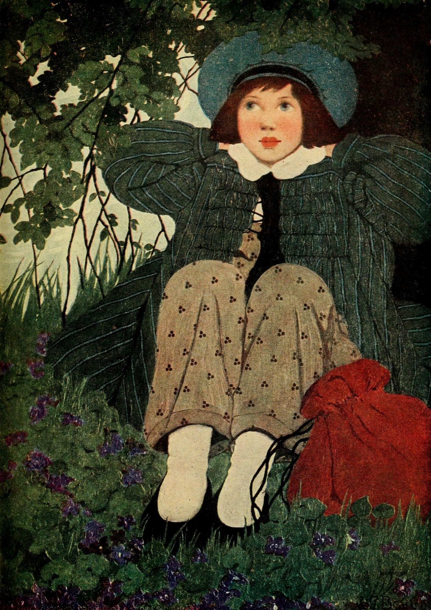 Posterazzi The Complete Mother Goose 1909 Red bag Canvas Art - Ethel Franklin Betts (24 x 36)