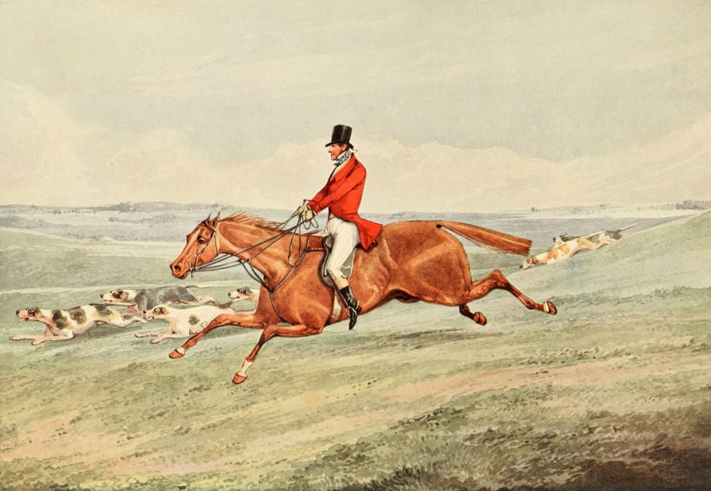 Posterazzi The Connoisseur 15 1906 Fox Hunting Taking the lead Canvas Art - Henry Alken (24 x 36)