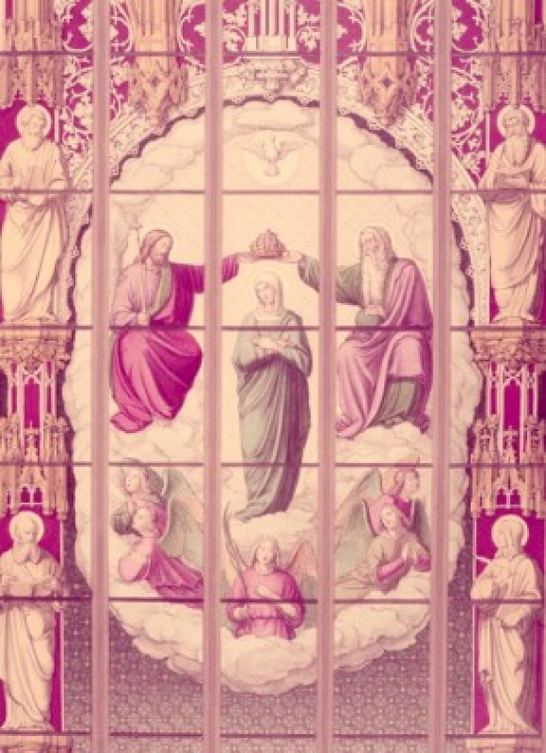 Posterazzi The Coronation of Mary  stained glass window  19th Century Canvas Art -  (24 x 36)