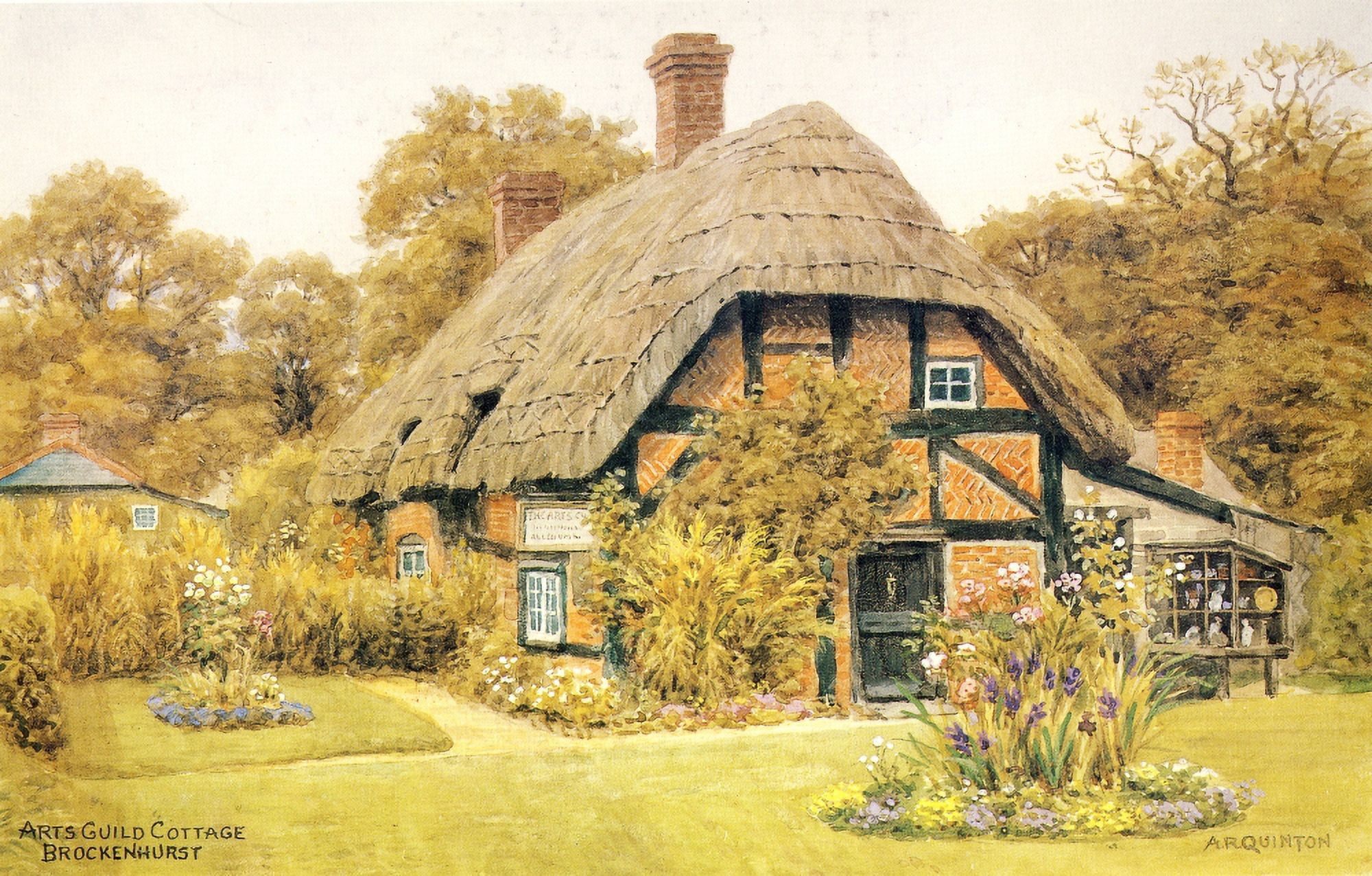Posterazzi The Cottages & the Village Life of Rural England 1912 Arts Guild Cottage Brockenhurst Canvas Art - Alfred Quinton (24 x 36)