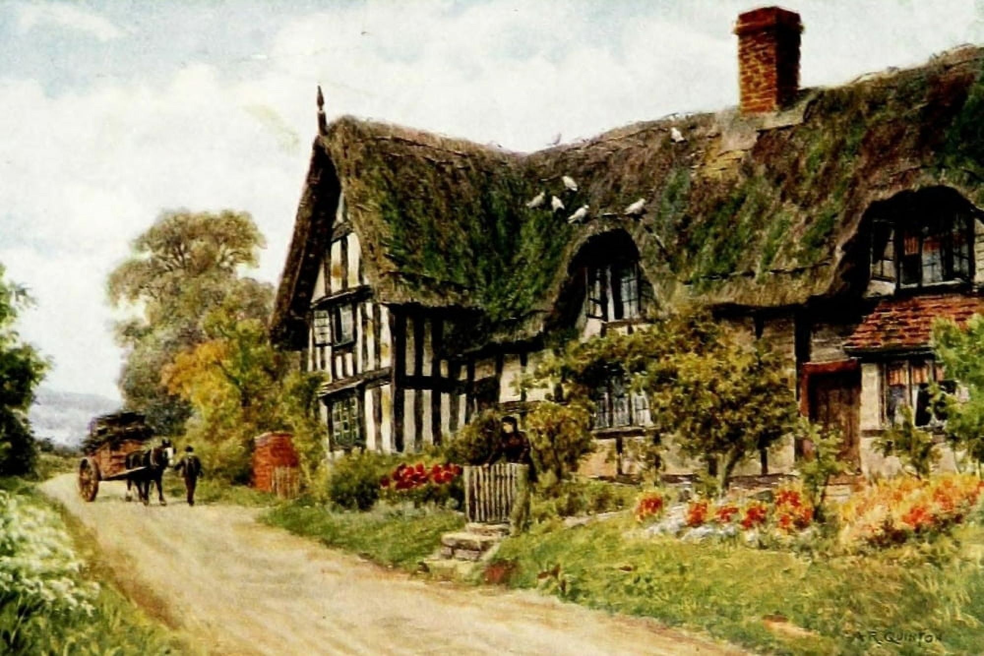 Posterazzi The Cottages & the Village Life of Rural England 1912 Great Comberton Worcester Canvas Art - Alfred Quinton (24 x 36)