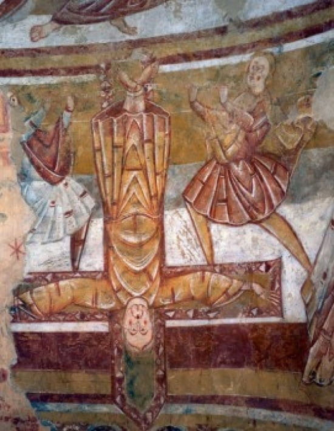 Posterazzi The Crucifixion by artist unknown  fresco  12th century Canvas Art -  (24 x 36)
