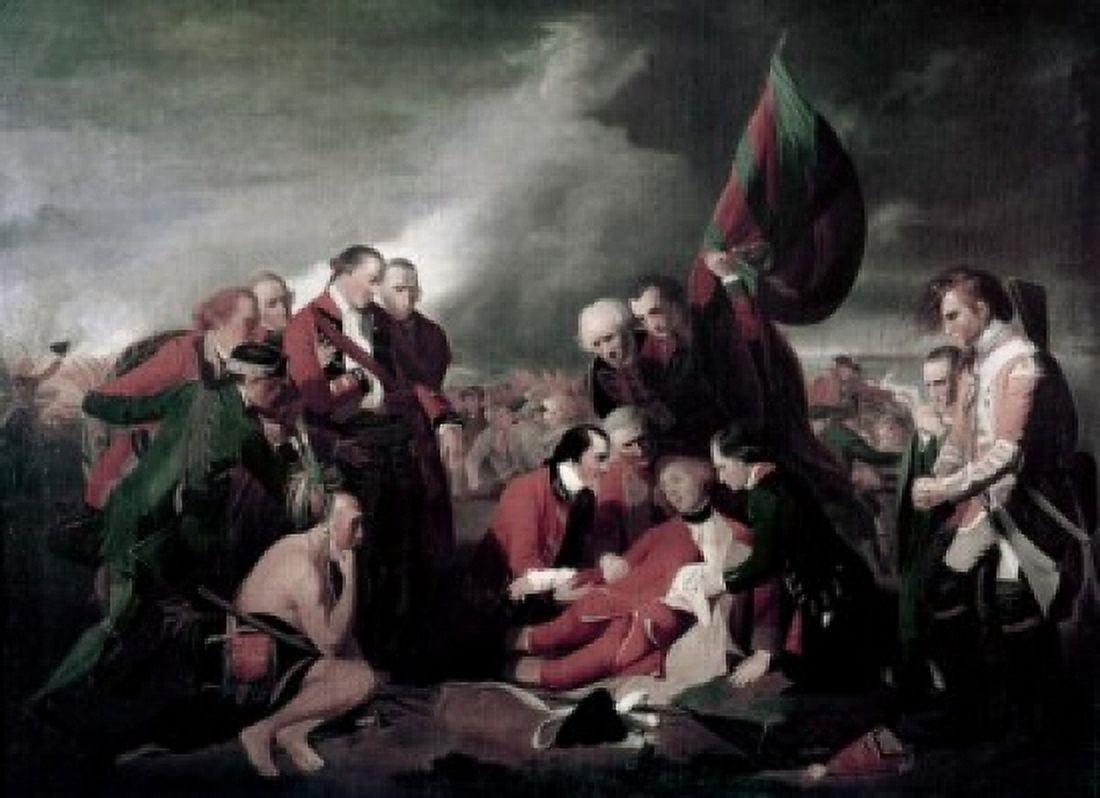 Posterazzi The Death of General Wolfe at Quebec by Benjamin West (1738-1820) Canvas Art - Benjamin West (24 x 36)