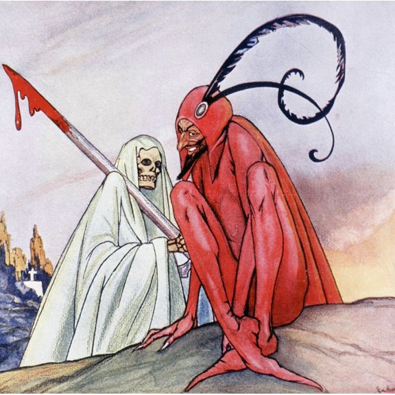 Posterazzi The Devil And Death Illustration By Echea From La Esfera 1914 Canvas Art - Ken Welsh Design Pics (24 x 24)