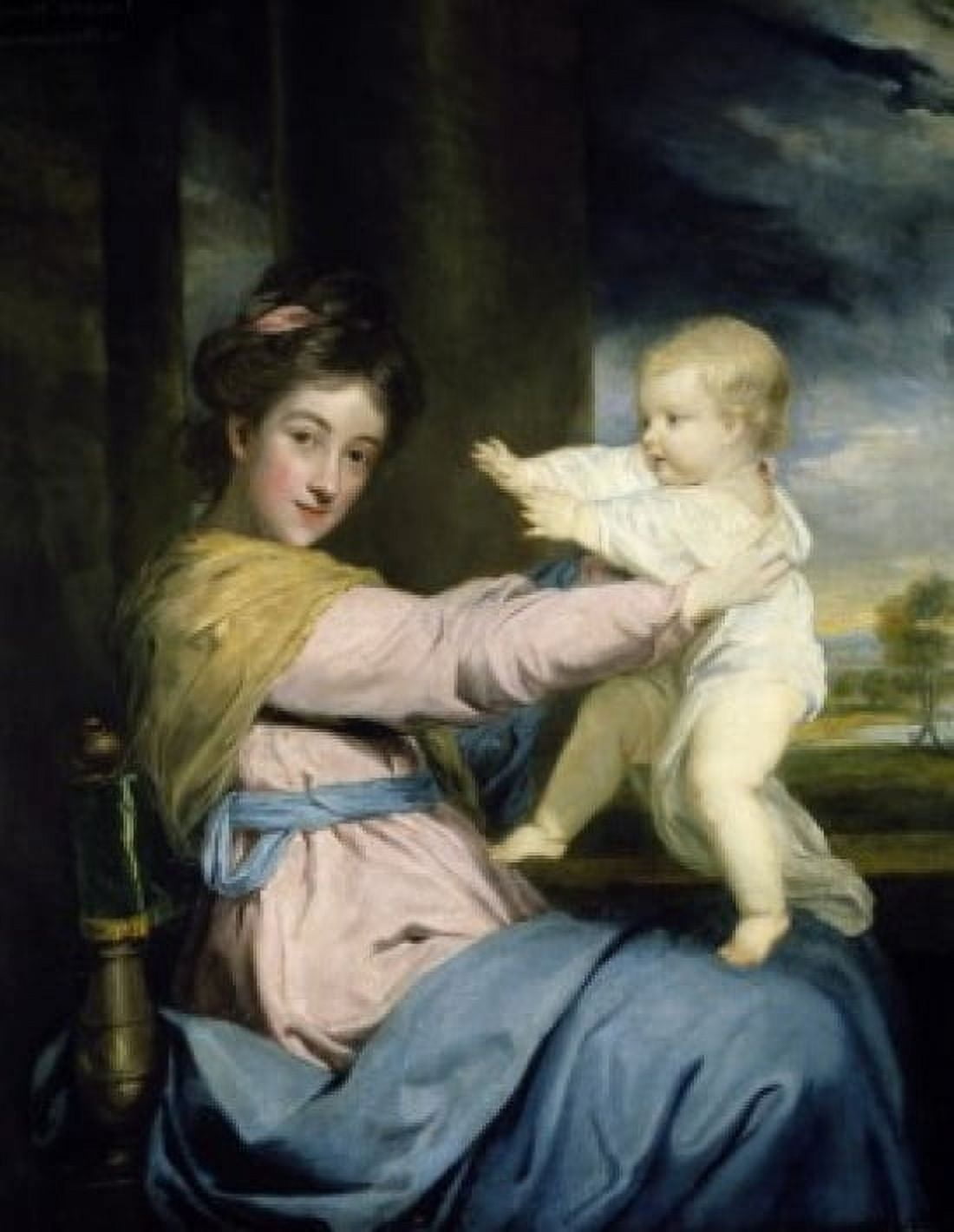 Posterazzi The Duchess Caroline Playing with her Son by Sir Joshua Reynolds (1723-1792) Canvas Art - Joshua Reynolds (24 x 36)