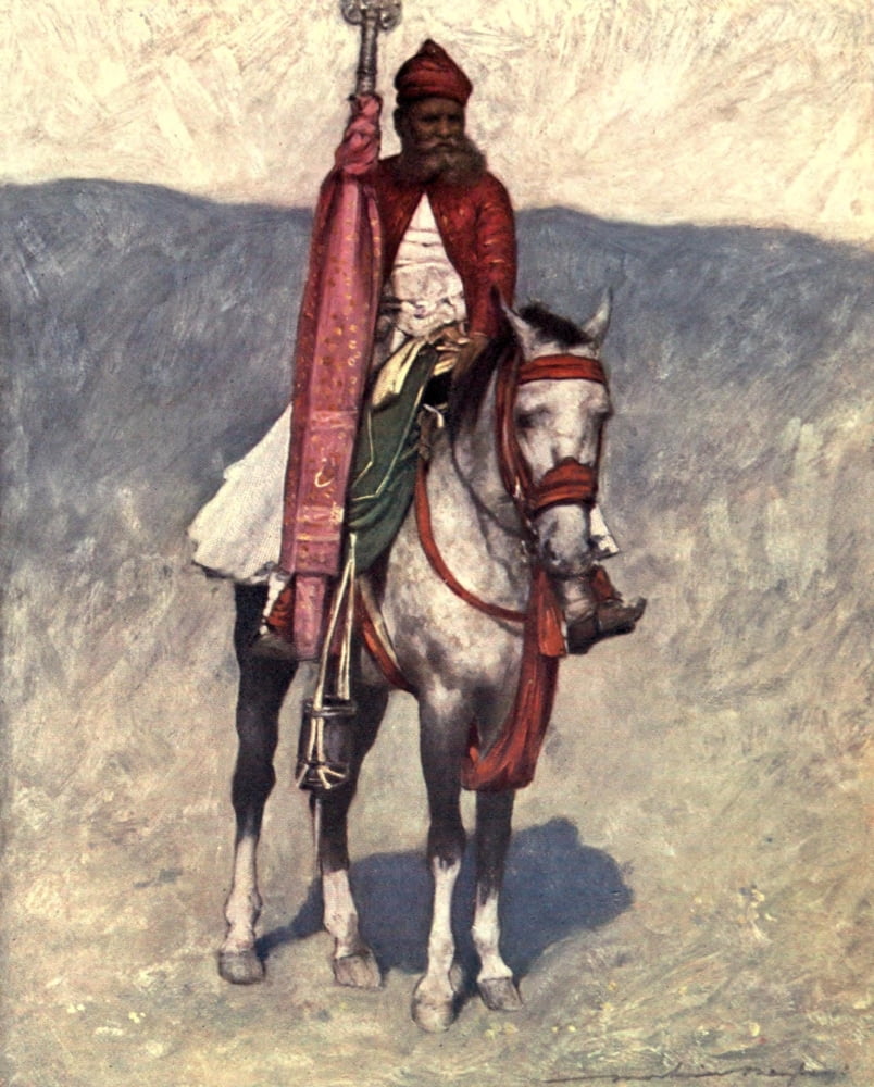 Posterazzi The Durbar 1903 A Jaipur horseman Canvas Art - Mortimer Menpes (24 x 36)