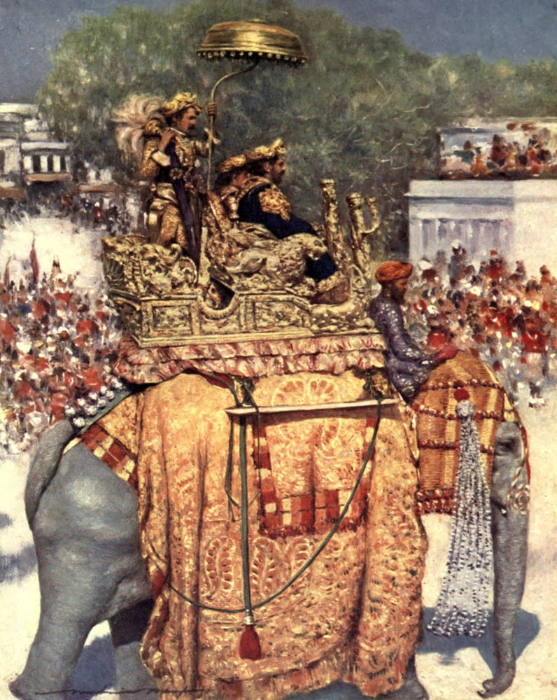 Posterazzi The Durbar 1903 A Maharaja a state entry Canvas Art - Mortimer Menpes (24 x 36)