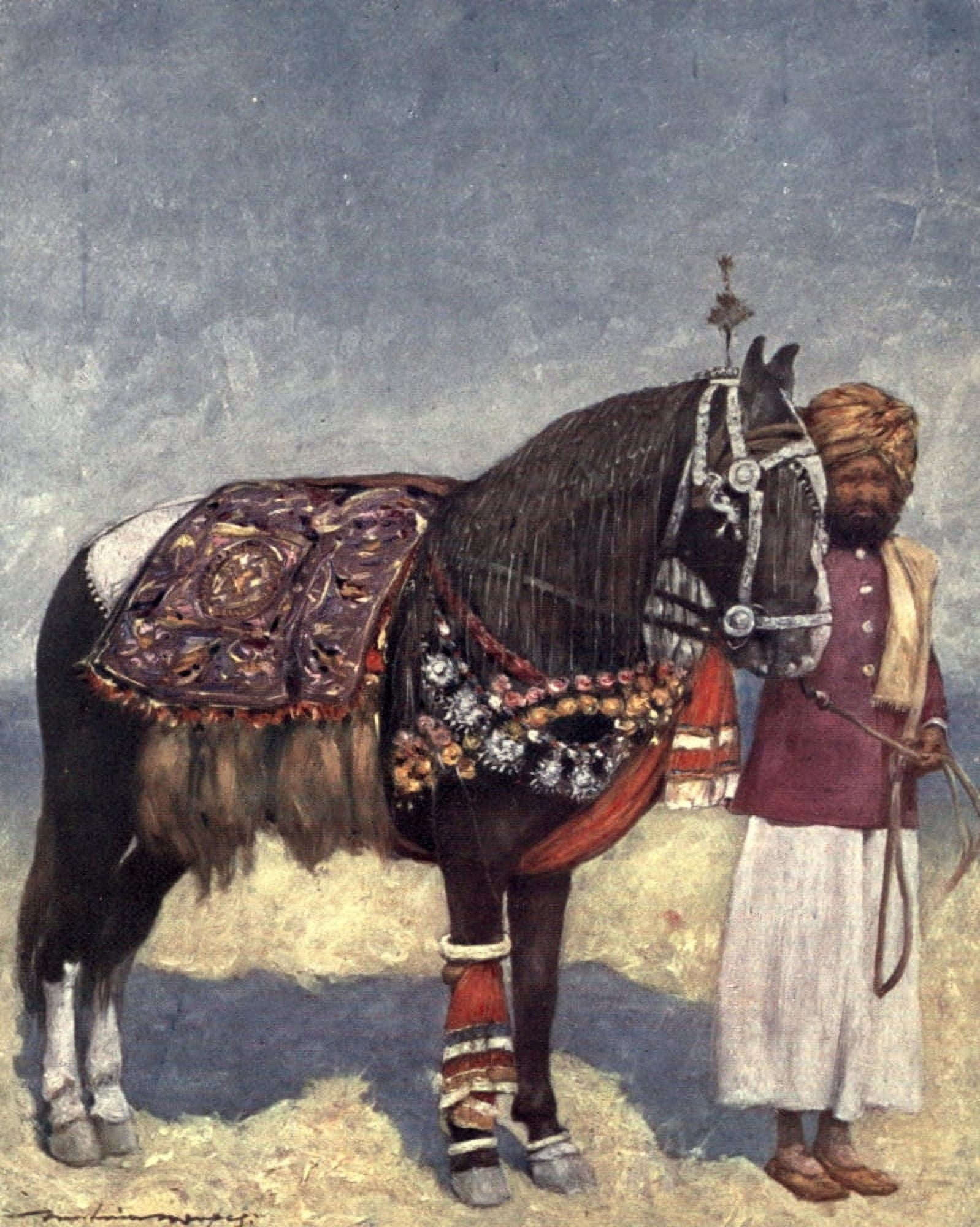 Posterazzi The Durbar 1903 A horse from Jodhpur Canvas Art - Mortimer Menpes (24 x 36)