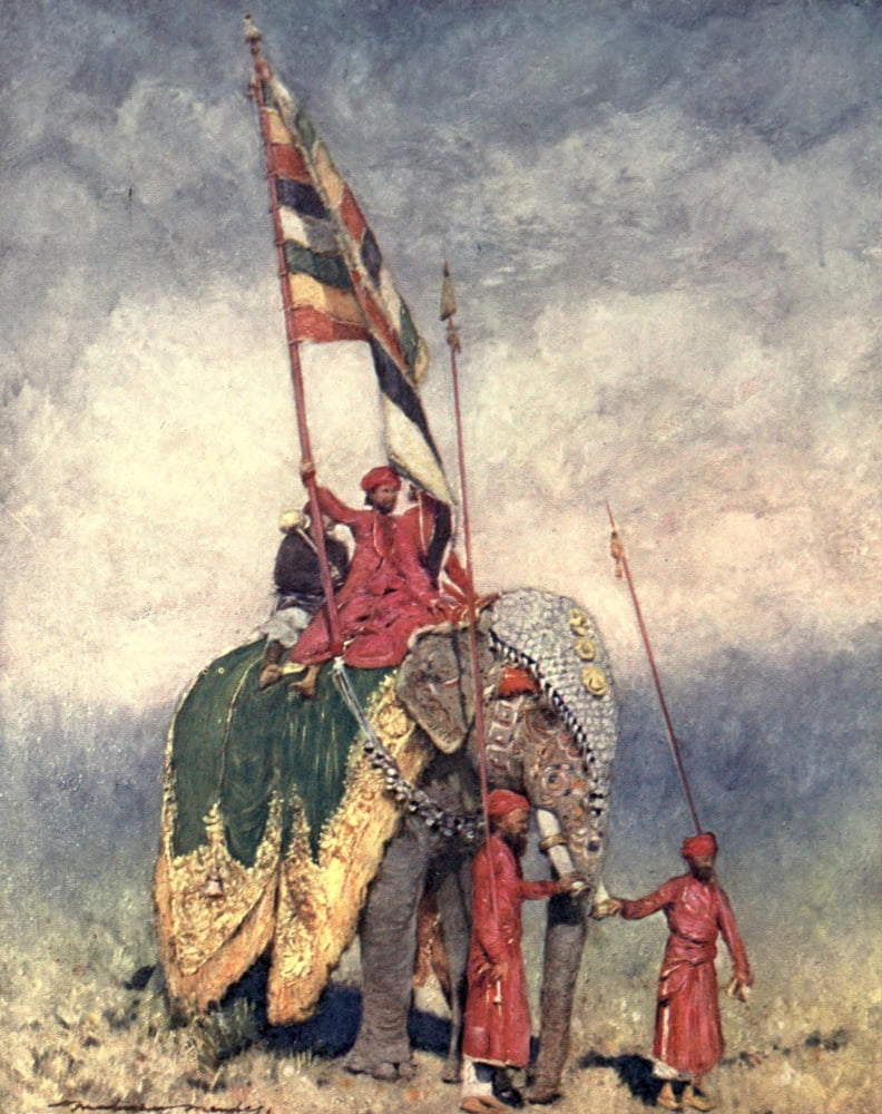 Posterazzi The Durbar 1903 A standard-bearer Canvas Art - Mortimer Menpes (24 x 36)