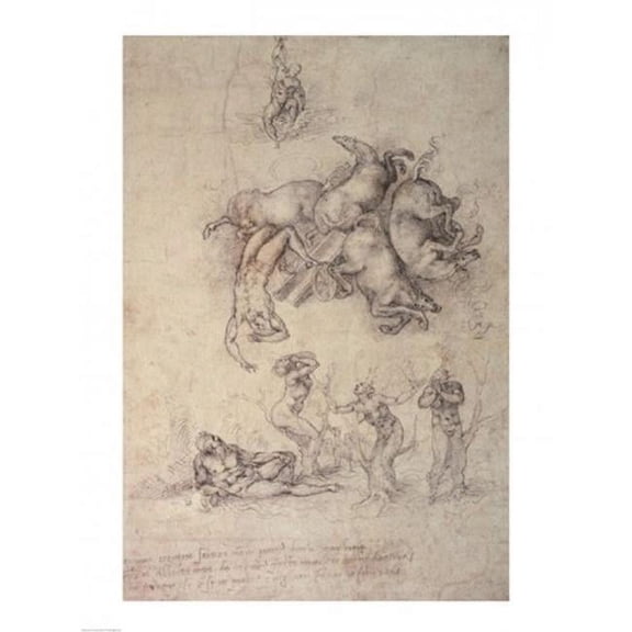 Posterazzi  The Fall of Phaethon 1533 Poster Print by Michelangelo Buonarroti - 24 x 36 in.