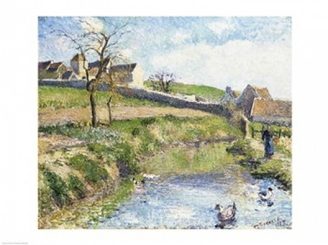Posterazzi The Farm at Osny 1883 Canvas Art - Camille Pissarro (36 x 24)