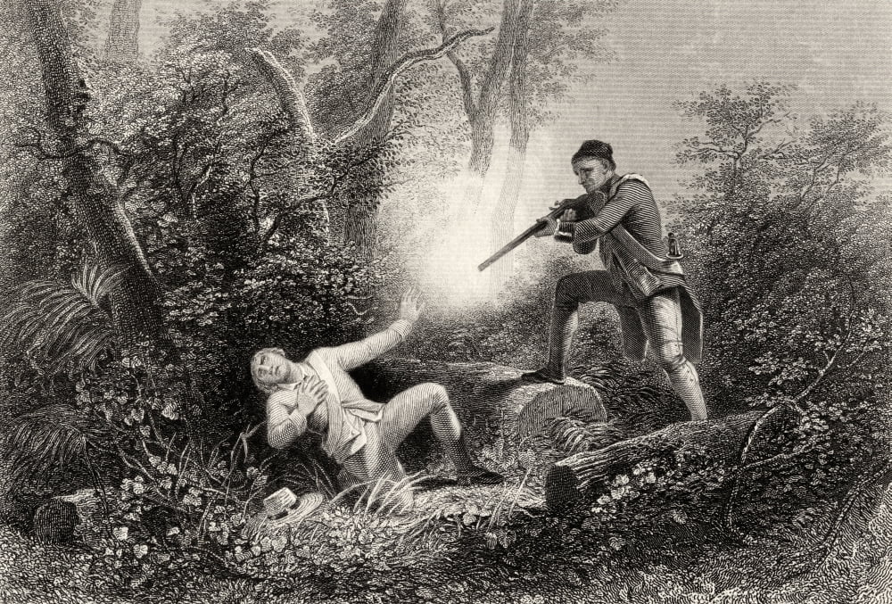 Posterazzi The Fratricide At Wyoming From A 19Th Century Print Engraved By J C Armytage After H Warren Canvas Art - Ken Welsh Design Pics (34 x 22)