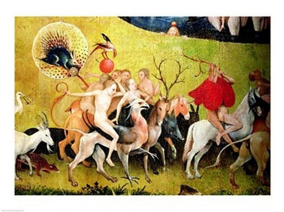Posterazzi The Garden of Earthly Delights Allegory of Luxury detail of figures riding fantastical horses Canvas Art - Hieronymus Bosch (36 x 24)