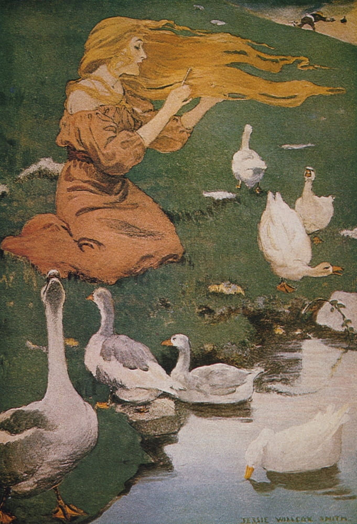 Posterazzi The Goose Girl 1911 Canvas Art - Jessie Willcox Smith (24 x 36)