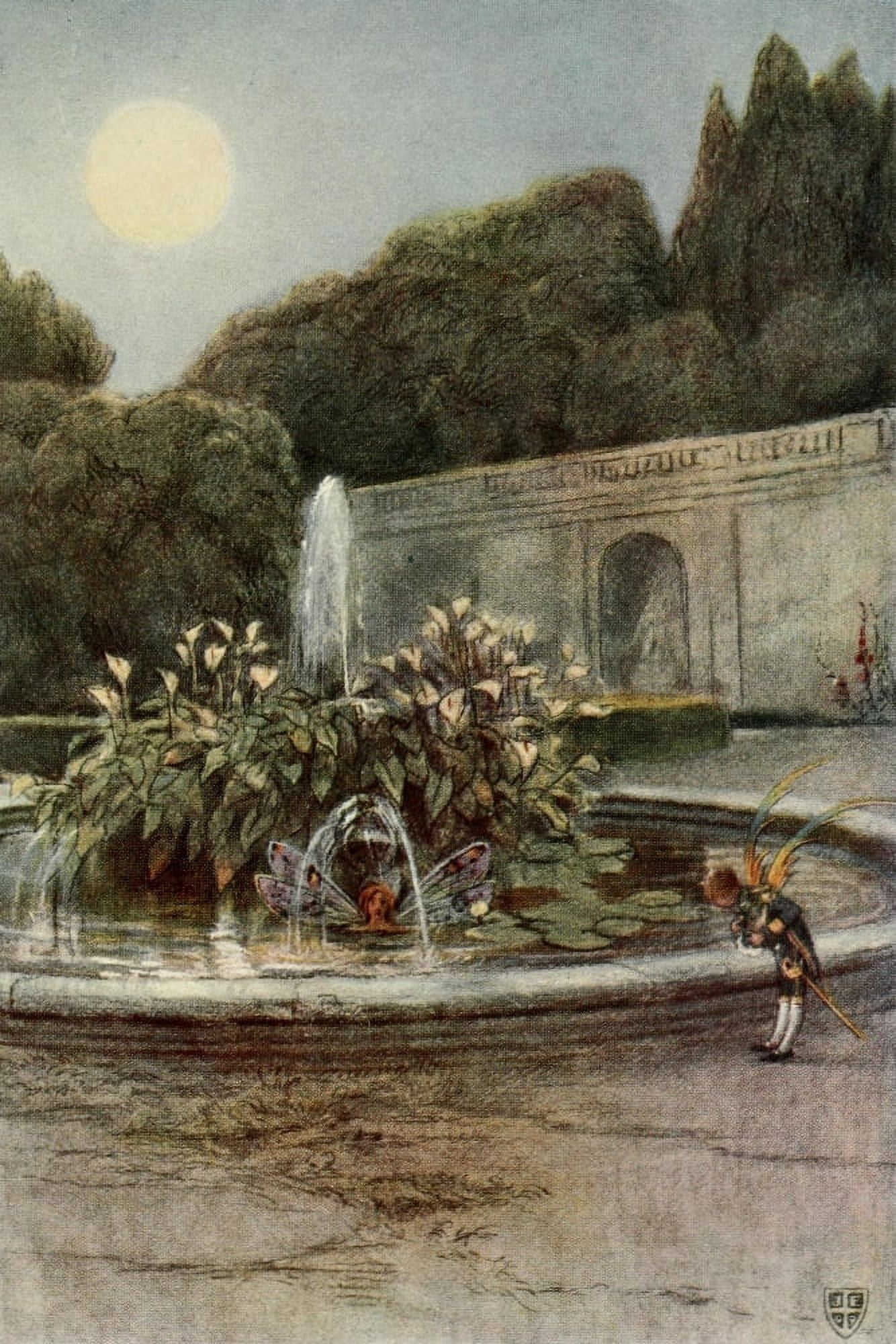 Posterazzi The Great Sea Horse 1909 Nixie of the fountain showed her head Canvas Art - John Elliott (24 x 36)