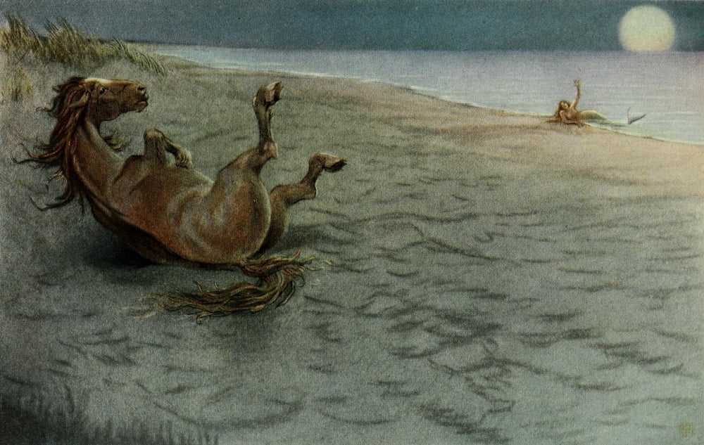 Posterazzi The Great Sea Horse 1909 Rolling on beach Canvas Art - John Elliott (24 x 36)