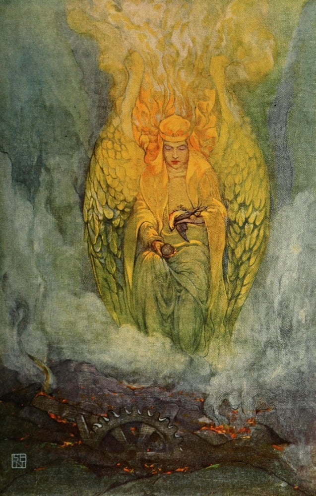 Posterazzi The Happy Prince 1913 Angel brought the leaden heart Canvas Art - Spencer Baird Nichols (24 x 36)