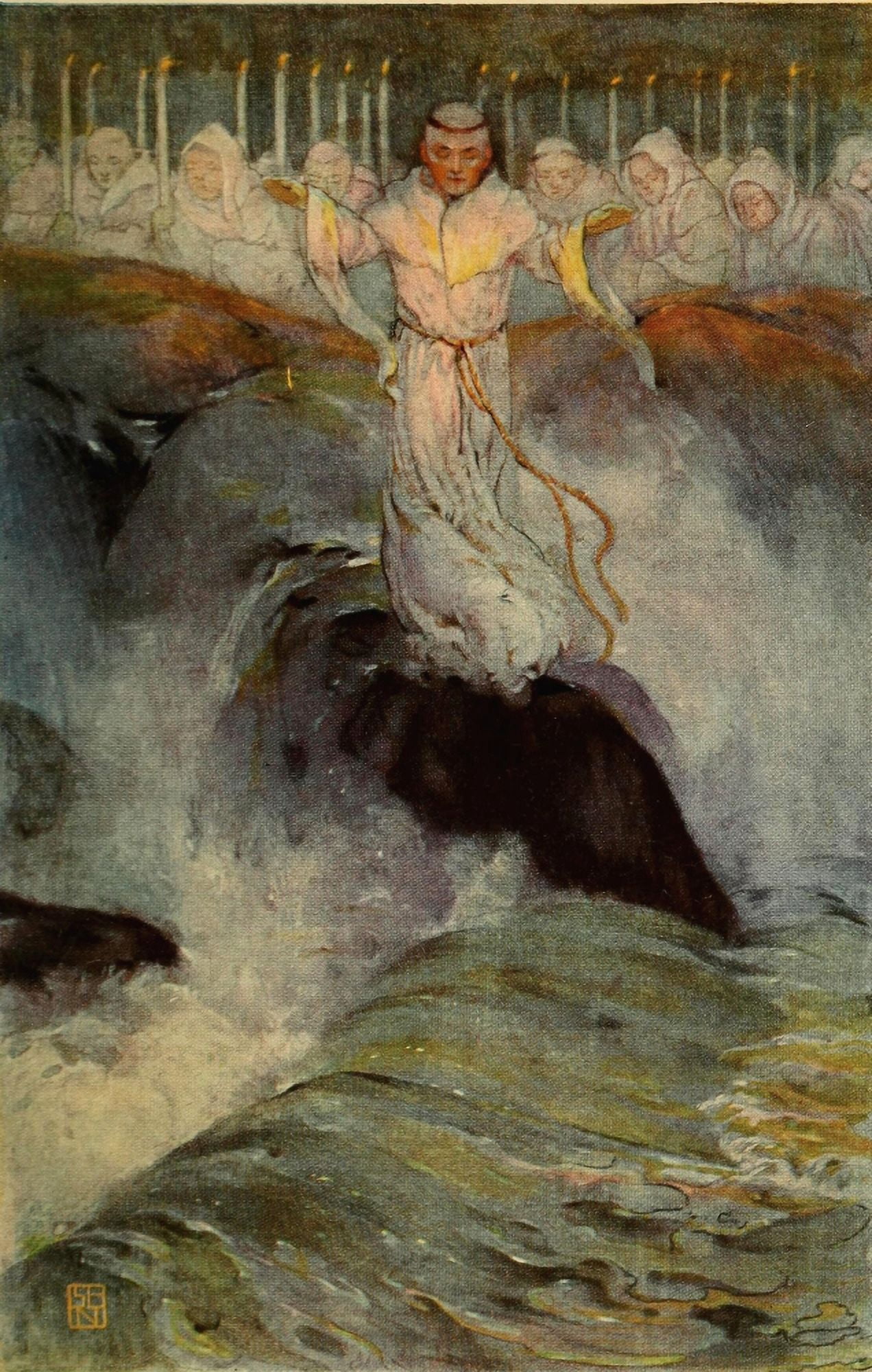 Posterazzi The Happy Prince 1913 He blessed the sea Canvas Art - Spencer Baird Nichols (24 x 36)