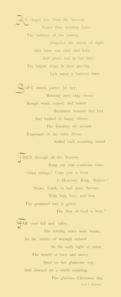 Posterazzi The Heralding Angel 1887 Heralding Angel Poem Canvas Art - Annie C McQueen (24 x 36)