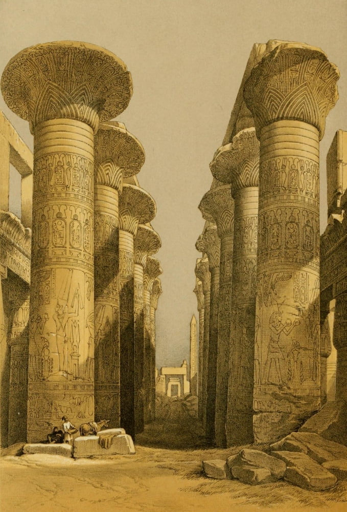 Posterazzi The Holy Land 1855 Central avenue of the Great Hall of Columns Karnac Canvas Art - David Roberts (24 x 36)