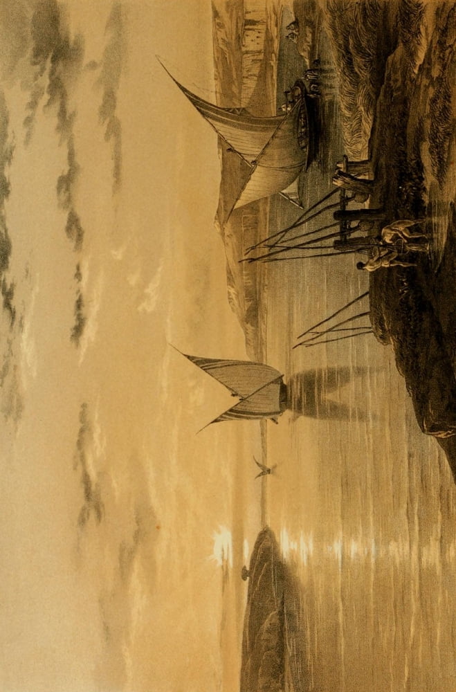 Posterazzi The Holy Land 1855 Hadjar Silsilis or the Rock of the Chain Canvas Art - David Roberts (24 x 36)