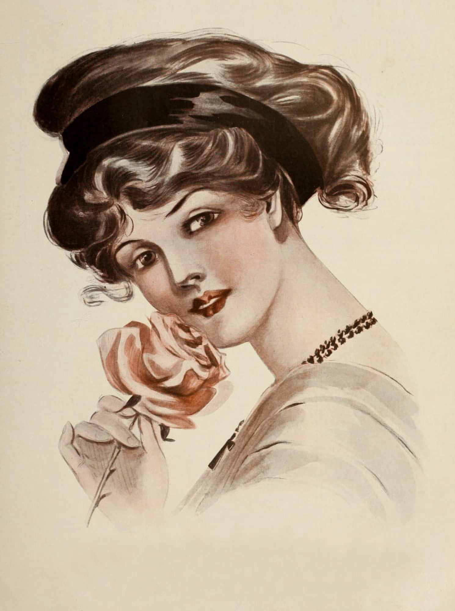 Posterazzi The Home Journal 1911 Girl with rose Canvas Art - Elizabeth McVicar (24 x 36)