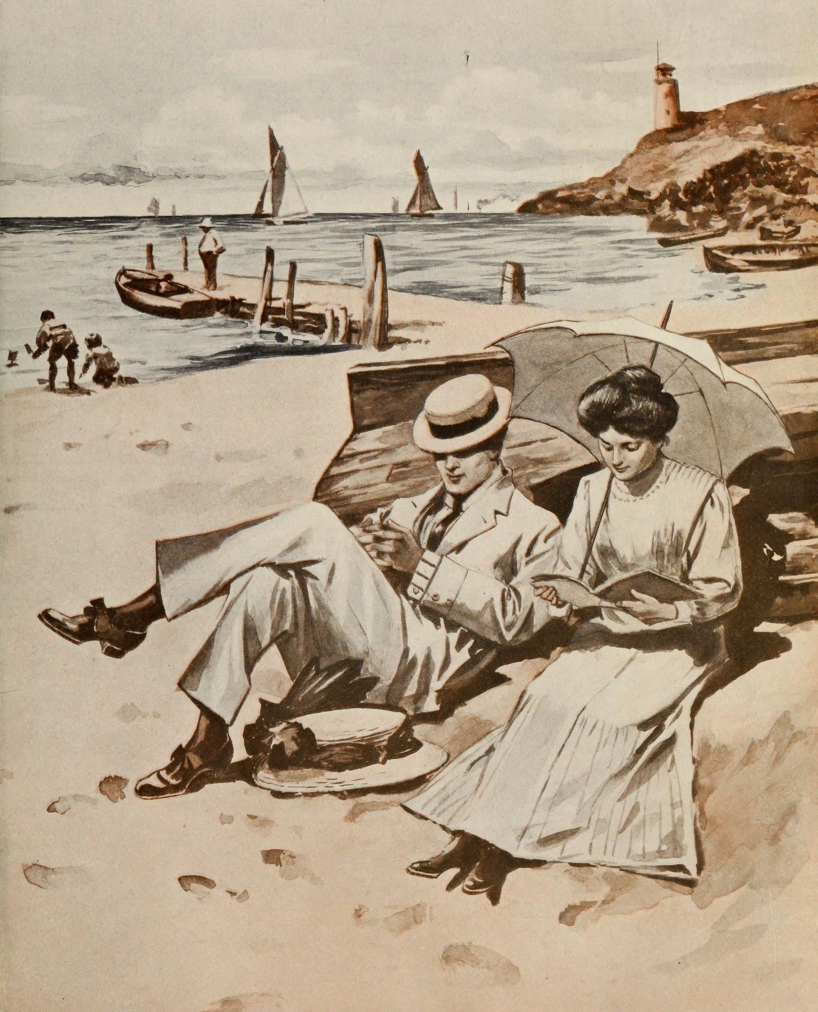 Posterazzi The Home Journal 1911 On the beach Canvas Art - Elizabeth McVicar (24 x 36)