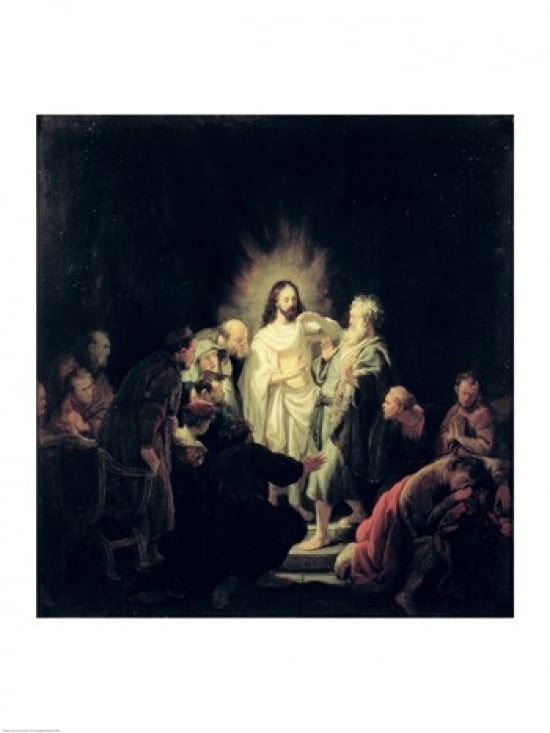 Posterazzi The Incredulity of St Thomas Canvas Art - Rembrandt van Rijn (24 x 36)