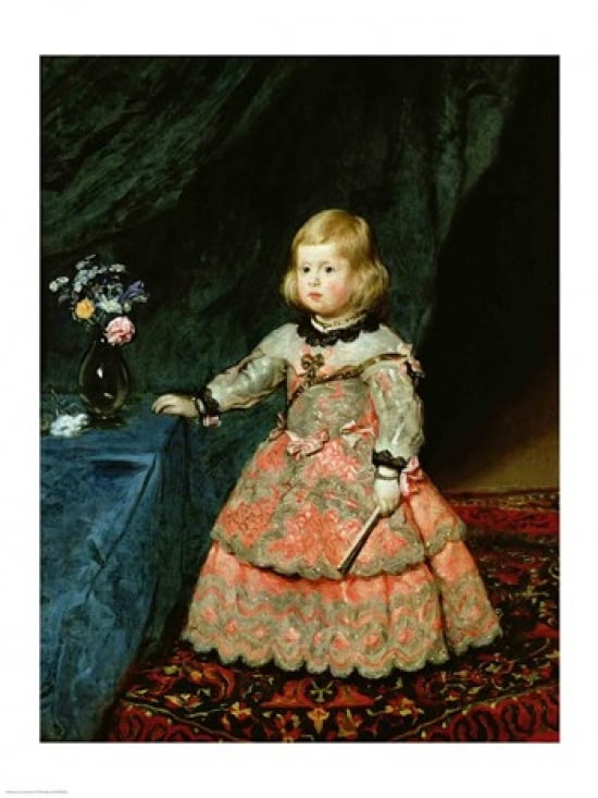 Posterazzi The Infanta Margarita Teresa of Spain in a Red Dress 1653 Canvas Art - Diego Velazquez (24 x 36)