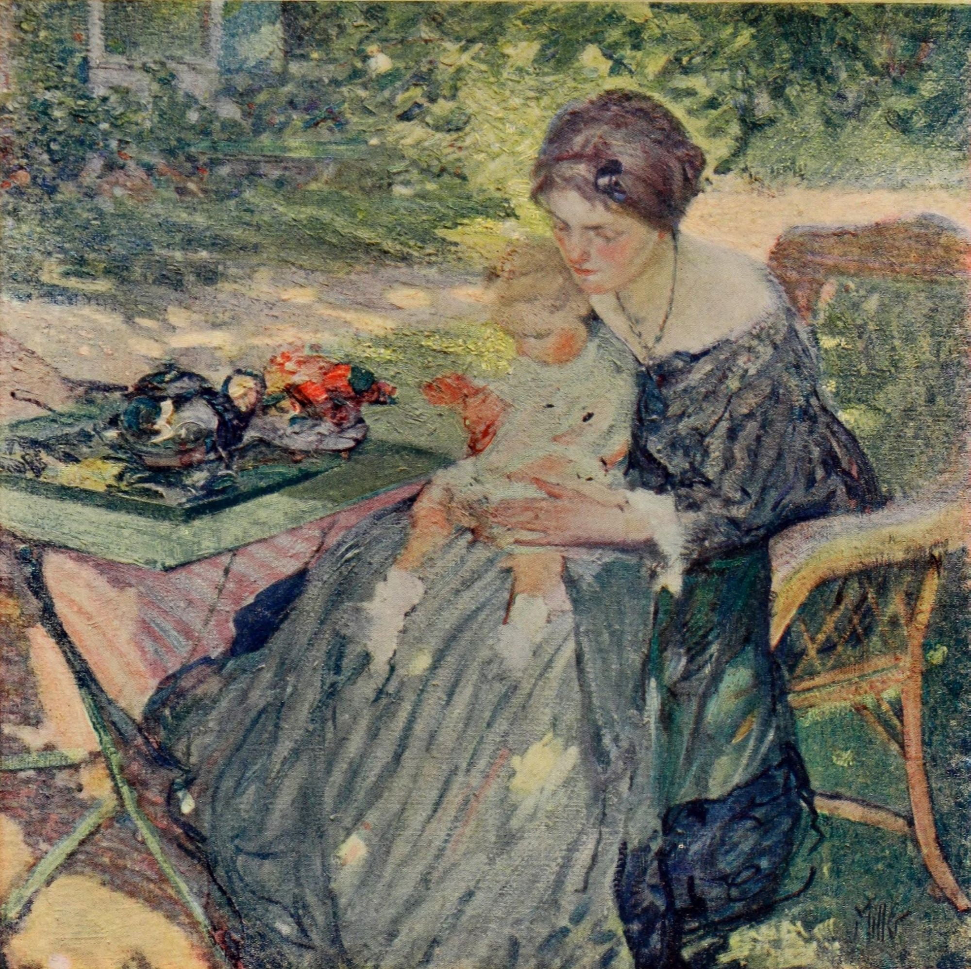 Posterazzi The International Studio 1910 In the Garden Canvas Art - Richard Miller (24 x 36)